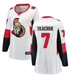 Women's Ottawa Senators #7 Brady Tkachuk Fanatics Branded White Away Breakaway NHL Jersey