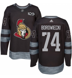 Men's Adidas Ottawa Senators #74 Mark Borowiecki Authentic Black 1917-2017 100th Anniversary NHL Jersey