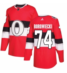 Men's Adidas Ottawa Senators #74 Mark Borowiecki Authentic Red 2017 100 Classic NHL Jersey