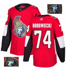 Men's Adidas Ottawa Senators #74 Mark Borowiecki Authentic Red Fashion Gold NHL Jersey