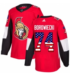 Men's Adidas Ottawa Senators #74 Mark Borowiecki Authentic Red USA Flag Fashion NHL Jersey