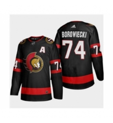 Men's Ottawa Senators #74 Mark Borowiecki Black 2020-21 Authentic Player Away Stitched Hockey Jersey