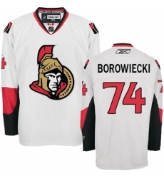 Men's Reebok Ottawa Senators #74 Mark Borowiecki Authentic White Away NHL Jersey