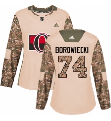 Women's Adidas Ottawa Senators #74 Mark Borowiecki Authentic Camo Veterans Day Practice NHL Jersey