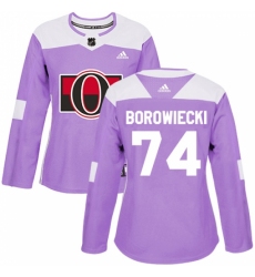 Women's Adidas Ottawa Senators #74 Mark Borowiecki Authentic Purple Fights Cancer Practice NHL Jersey