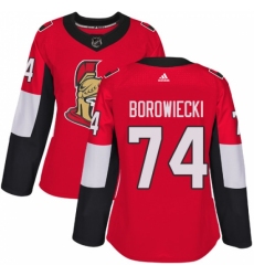 Women's Adidas Ottawa Senators #74 Mark Borowiecki Authentic Red Home NHL Jersey
