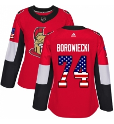 Women's Adidas Ottawa Senators #74 Mark Borowiecki Authentic Red USA Flag Fashion NHL Jersey