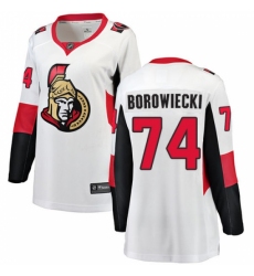 Women's Ottawa Senators #74 Mark Borowiecki Fanatics Branded White Away Breakaway NHL Jersey