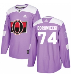 Youth Adidas Ottawa Senators #74 Mark Borowiecki Authentic Purple Fights Cancer Practice NHL Jersey