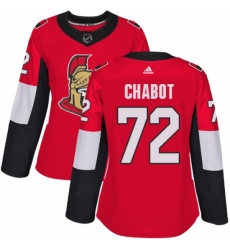 Women's Adidas Ottawa Senators #72 Thomas Chabot Authentic Red Home NHL Jersey