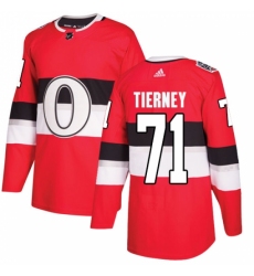 Men's Adidas Ottawa Senators #71 Chris Tierney Authentic Red 2017 100 Classic NHL Jersey