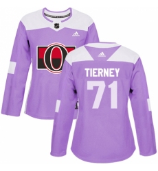 Women's Adidas Ottawa Senators #71 Chris Tierney Authentic Purple Fights Cancer Practice NHL Jersey