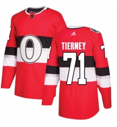 Youth Adidas Ottawa Senators #71 Chris Tierney Authentic Red 2017 100 Classic NHL Jersey