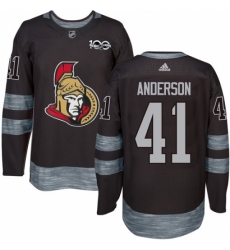 Men's Adidas Ottawa Senators #41 Craig Anderson Authentic Black 1917-2017 100th Anniversary NHL Jersey