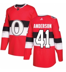 Men's Adidas Ottawa Senators #41 Craig Anderson Authentic Red 2017 100 Classic NHL Jersey