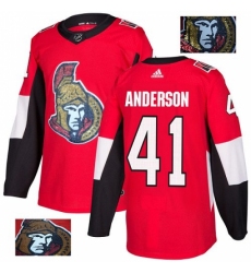 Men's Adidas Ottawa Senators #41 Craig Anderson Authentic Red Fashion Gold NHL Jersey