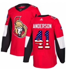 Men's Adidas Ottawa Senators #41 Craig Anderson Authentic Red USA Flag Fashion NHL Jersey