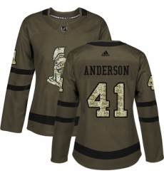 Women's Adidas Ottawa Senators #41 Craig Anderson Authentic Green Salute to Service NHL Jersey