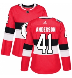 Women's Adidas Ottawa Senators #41 Craig Anderson Authentic Red 2017 100 Classic NHL Jersey