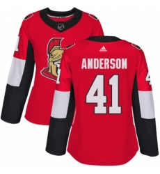 Women's Adidas Ottawa Senators #41 Craig Anderson Premier Red Home NHL Jersey