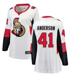 Women's Ottawa Senators #41 Craig Anderson Fanatics Branded White Away Breakaway NHL Jersey