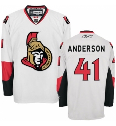 Women's Reebok Ottawa Senators #41 Craig Anderson Authentic White Away NHL Jersey