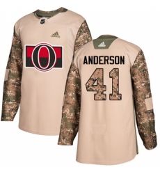 Youth Adidas Ottawa Senators #41 Craig Anderson Authentic Camo Veterans Day Practice NHL Jersey
