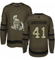 Youth Adidas Ottawa Senators #41 Craig Anderson Authentic Green Salute to Service NHL Jersey