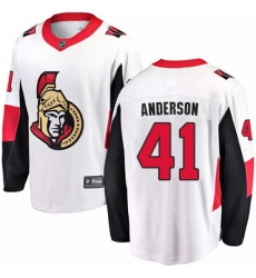 Youth Ottawa Senators #41 Craig Anderson Fanatics Branded White Away Breakaway NHL Jersey