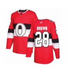 Men's Ottawa Senators #28 Connor Brown Authentic Red 2017 100 Classic Hockey Jersey