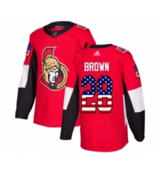 Men's Ottawa Senators #28 Connor Brown Authentic Red USA Flag Fashion Hockey Jersey