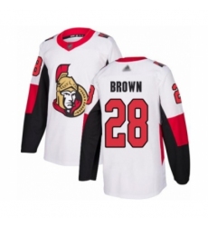 Men's Ottawa Senators #28 Connor Brown Authentic White Away Hockey Jersey