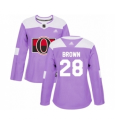 Women's Ottawa Senators #28 Connor Brown Authentic Purple Fights Cancer Practice Hockey Jersey