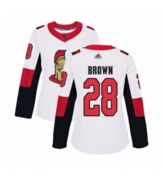 Women's Ottawa Senators #28 Connor Brown Authentic White Away Hockey Jersey