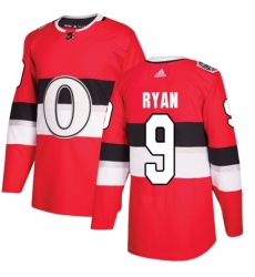 Men's Adidas Ottawa Senators #9 Bobby Ryan Authentic Red 2017 100 Classic NHL Jersey