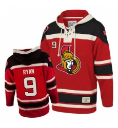 Men's Old Time Hockey Ottawa Senators #9 Bobby Ryan Premier Red Sawyer Hooded Sweatshirt