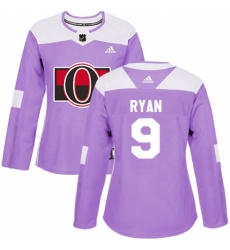 Women's Adidas Ottawa Senators #9 Bobby Ryan Authentic Purple Fights Cancer Practice NHL Jersey