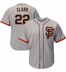Men's Majestic San Francisco Giants #22 Will Clark Replica Grey Road 2 Cool Base MLB Jersey