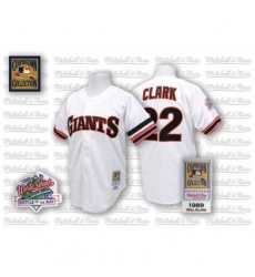Men's Mitchell and Ness San Francisco Giants #22 Will Clark Authentic White Throwback MLB Jersey