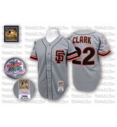 Men's Mitchell and Ness San Francisco Giants #22 Will Clark Replica Grey Throwback MLB Jersey