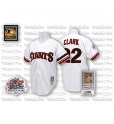 Men's Mitchell and Ness San Francisco Giants #22 Will Clark Replica White Throwback MLB Jersey