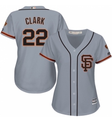 Women's Majestic San Francisco Giants #22 Will Clark Replica Grey Road 2 Cool Base MLB Jersey