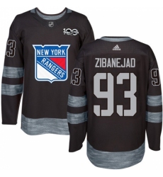 Men's Adidas New York Rangers #93 Mika Zibanejad Authentic Black 1917-2017 100th Anniversary NHL Jersey