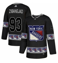Men's Adidas New York Rangers #93 Mika Zibanejad Authentic Black Team Logo Fashion NHL Jersey