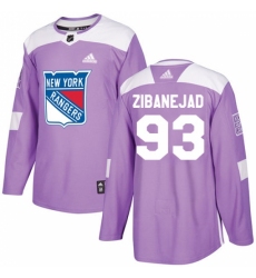Men's Adidas New York Rangers #93 Mika Zibanejad Authentic Purple Fights Cancer Practice NHL Jersey
