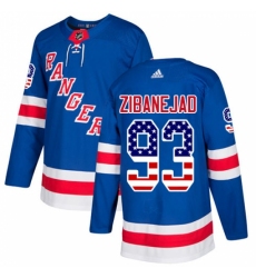 Men's Adidas New York Rangers #93 Mika Zibanejad Authentic Royal Blue USA Flag Fashion NHL Jersey
