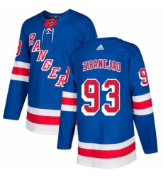 Youth Adidas New York Rangers #93 Mika Zibanejad Authentic Royal Blue Home NHL Jersey