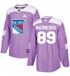 Men's Adidas New York Rangers #89 Pavel Buchnevich Authentic Purple Fights Cancer Practice NHL Jersey