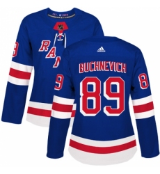 Women's Adidas New York Rangers #89 Pavel Buchnevich Authentic Royal Blue Home NHL Jersey