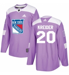 Men's Adidas New York Rangers #20 Chris Kreider Authentic Purple Fights Cancer Practice NHL Jersey